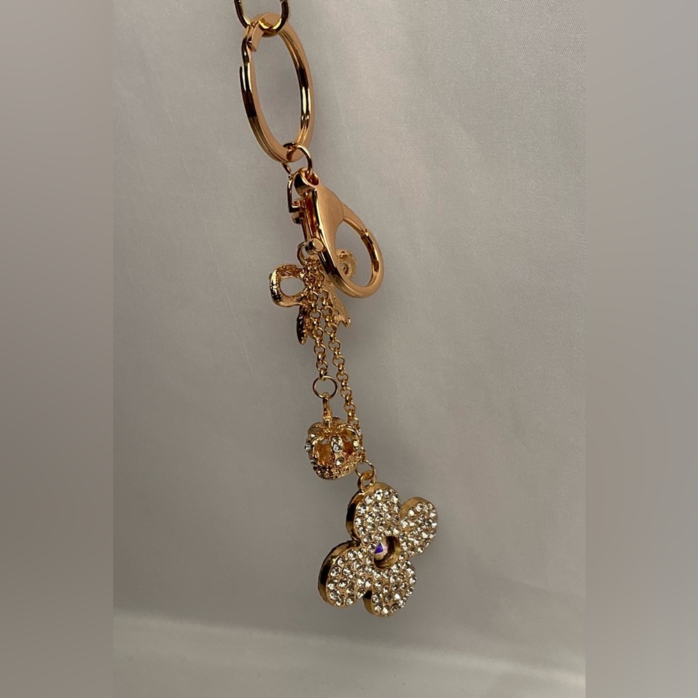 Louis Vuitton Monogram Canvas Gold Flower Crown Swarovski Keychain - Picture 4 of 8